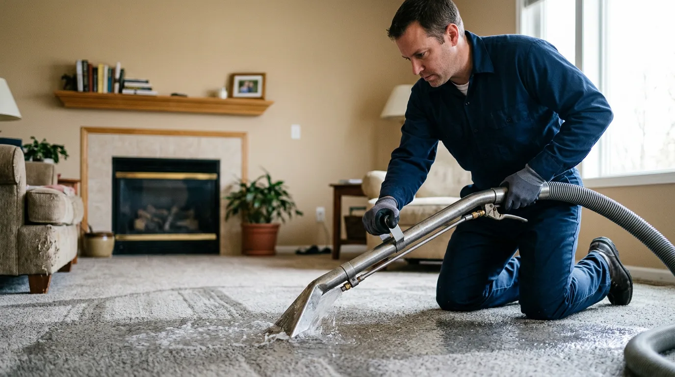 Water damage restoration technician working near Mongo, IN
